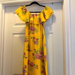 Yellow Long Floral Maxi Dress